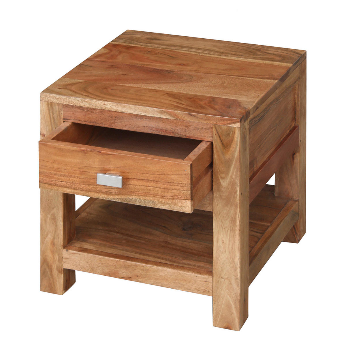 NACHTKOMMODE - Akazie massiv - Akaziefarben, Holz/Metall (42/40/40cm) - home24