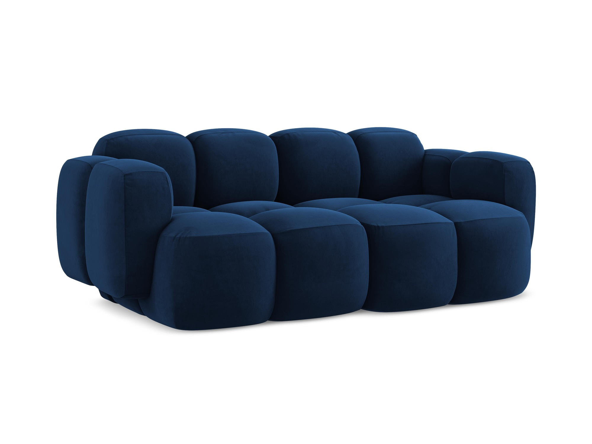 2-SITZER SOFA Samt Stoff Blau - Blau/Schwarz, Holzwerkstoff/Kunststoff (210/72/115cm) - Makamii