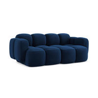 2-SITZER SOFA Samt Stoff Blau - Blau/Schwarz, Holzwerkstoff/Kunststoff (210/72/115cm) - Makamii