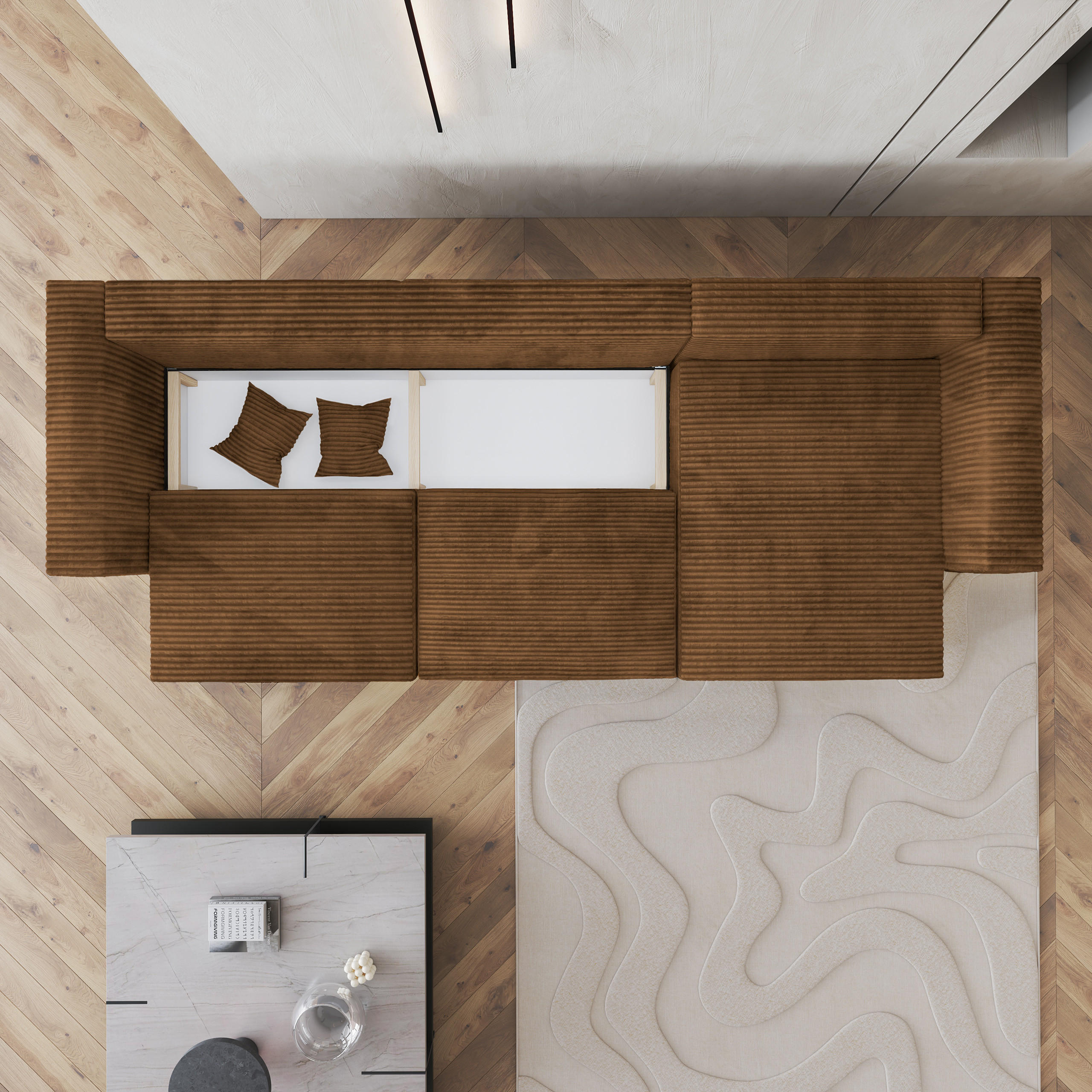 Thumbnail - Masseno Ecksofa, Kupfer, Textil, 5-Sitzer, L-Form,L-Form, 347x148 cm, Wohnzimmer, Sofas & Couches, Wohnlandschaften, Eck...