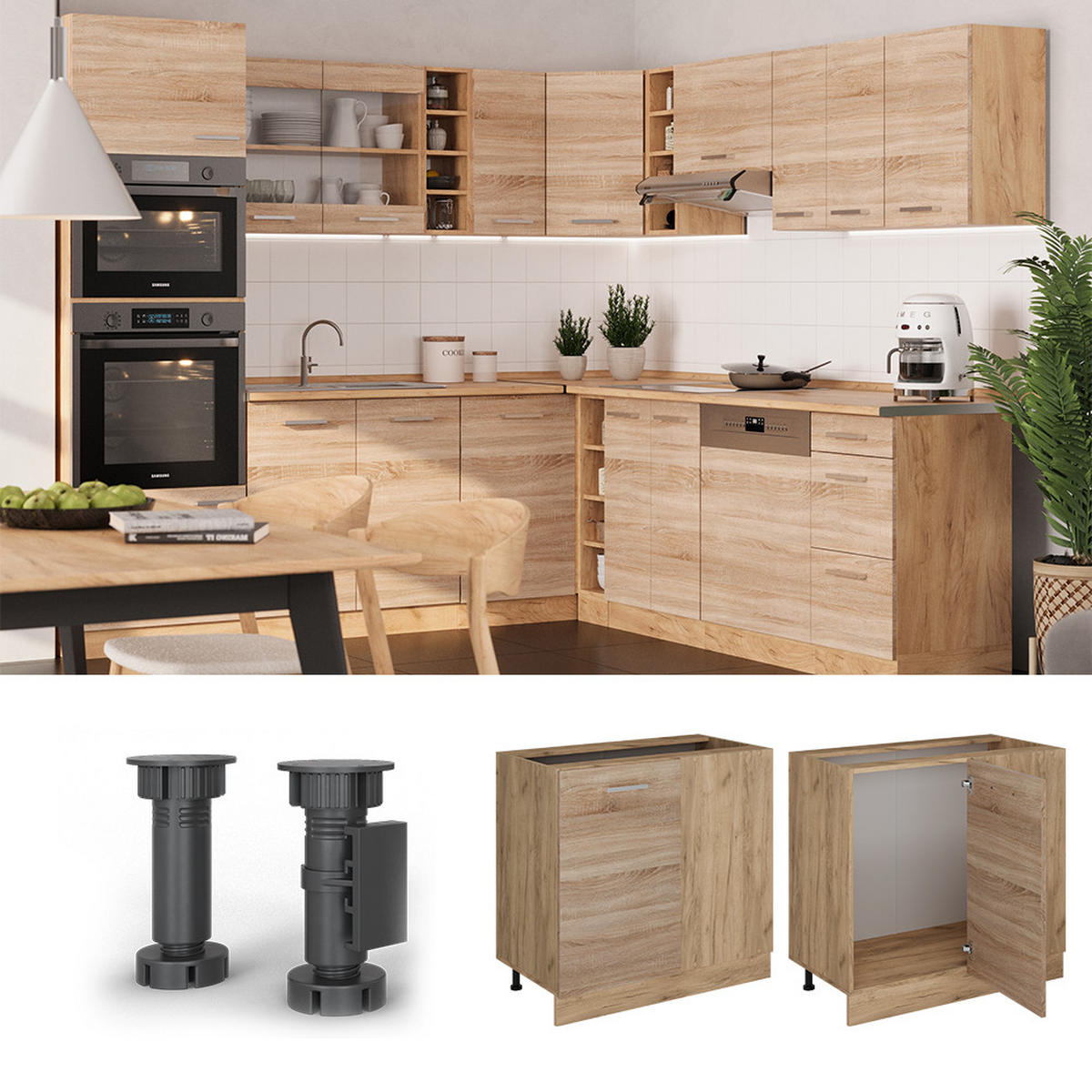 ROHOVÁ SKŘÍŇKA R-Line Sonoma - medově dubová/Sonoma dub, kompozitní dřevo (86/81.6/60cm) - Vicco