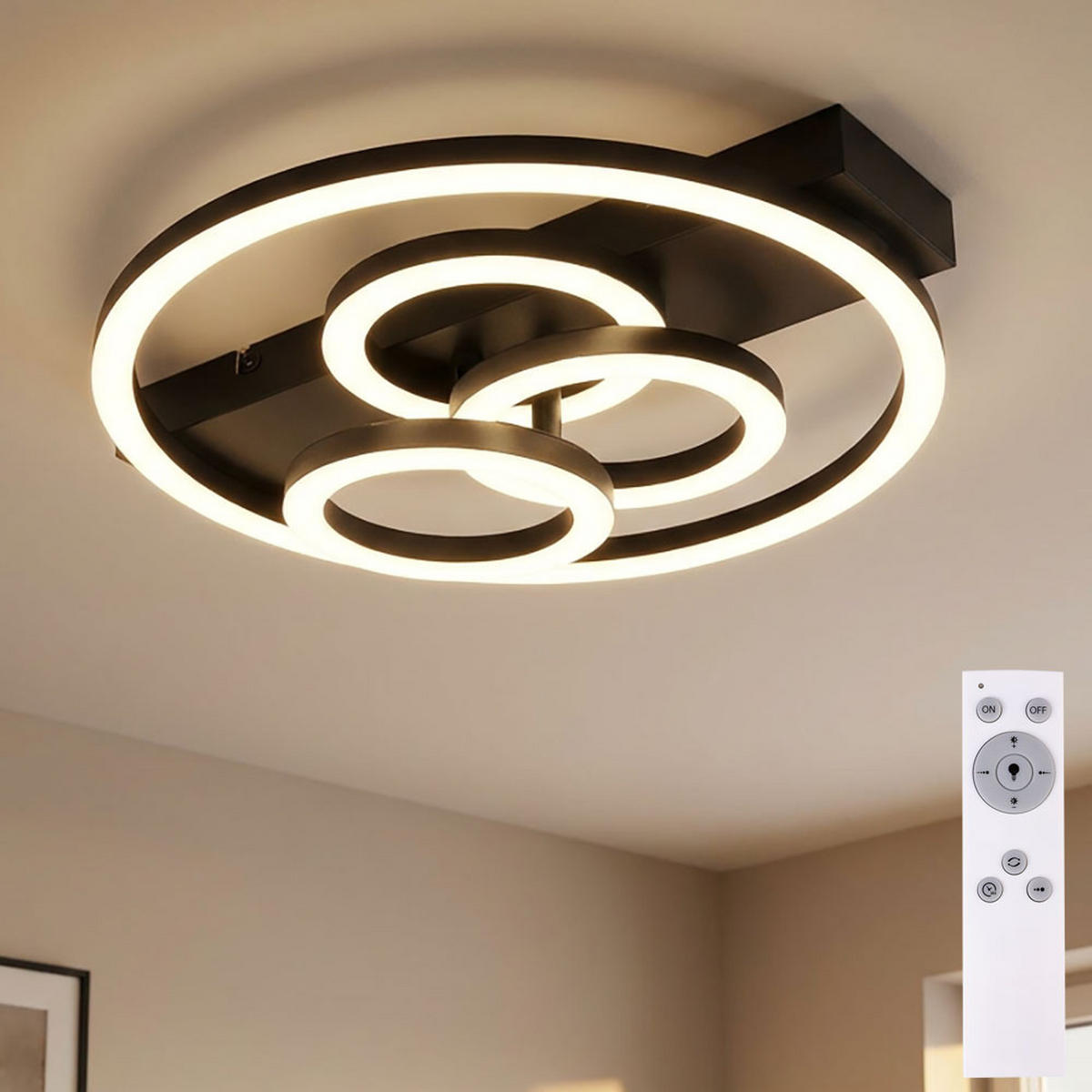 LED DECKENLEUCHTE Metall Schwarz Dimmbar Memory - Schwarz, Metall (35/33/8.8cm) - Globo Lighting