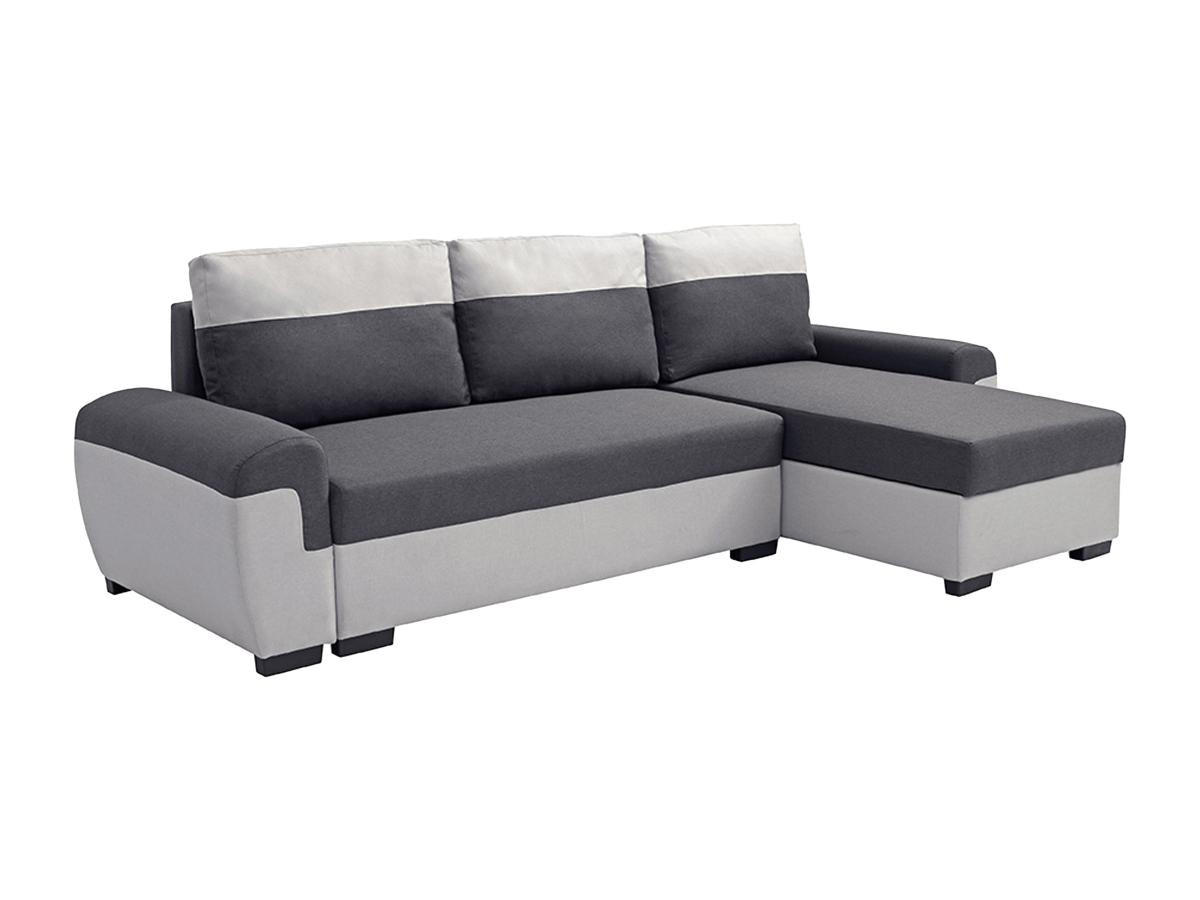 ECKSOFA mit Schlaffunktion - Ecke wechselbar - Stoff - Anthrazit & Hellgrau - GABY II - Anthrazit, Textil (145/264cm) - Vente-Unique