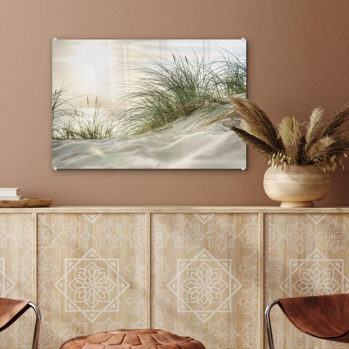 ACRYLGLASBILD Dünen - Strand - Schlewswig-Holstein - Wattenmeer 60x40 cm - Creme, Glas (60/40cm) - MuchoWow