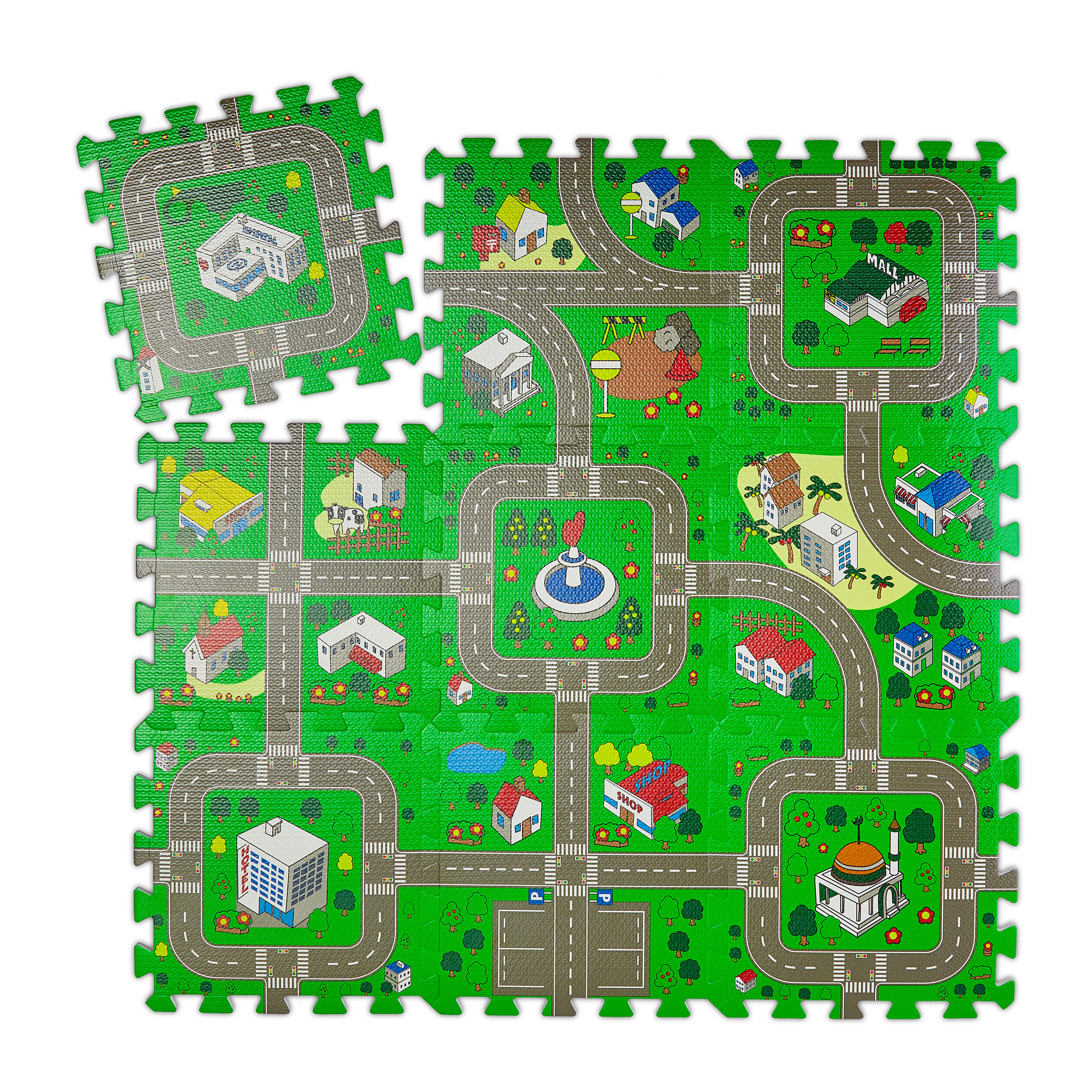 PUZZLEMATTE Straße - Grün, Kunststoff (31/31cm) - Relaxdays