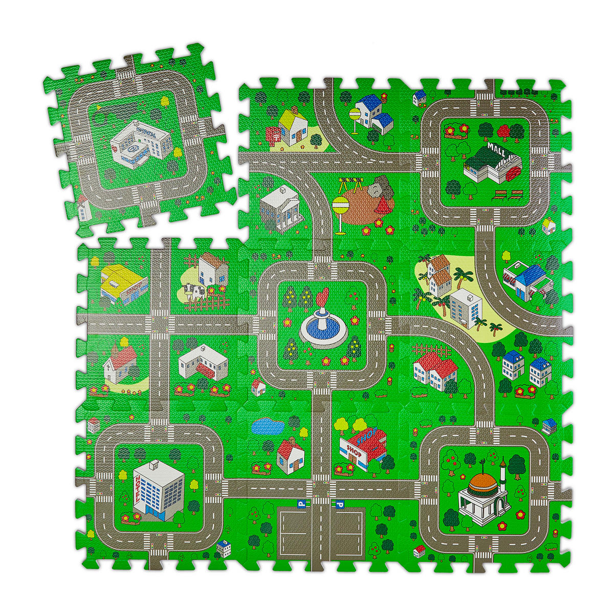PUZZLEMATTE Straße - Grün, Kunststoff (31/31cm) - Relaxdays