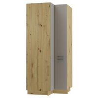 ECKVORRATSSCHRANK Kvantum D24N/207 Eiche Artisan / Beige Matt - Beige/Eiche Artisan, Holz/Holzwerkstoff (90/207/90cm) - Feldmann-Wohnen