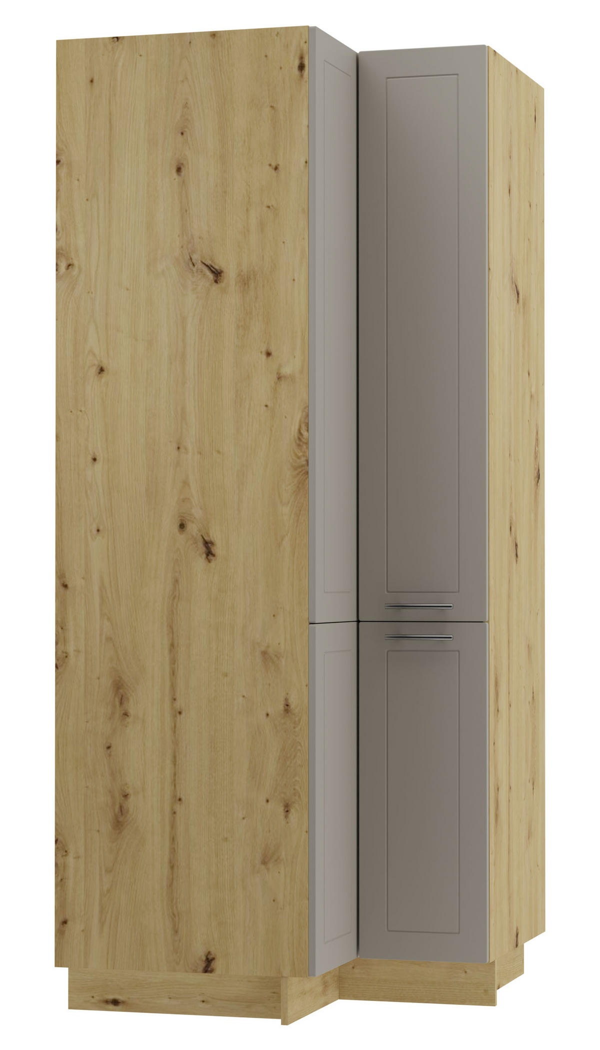 ECKVORRATSSCHRANK Kvantum D24N/207 Eiche Artisan / Beige Matt - Beige/Eiche Artisan, Holz/Holzwerkstoff (90/207/90cm) - Feldmann-Wohnen
