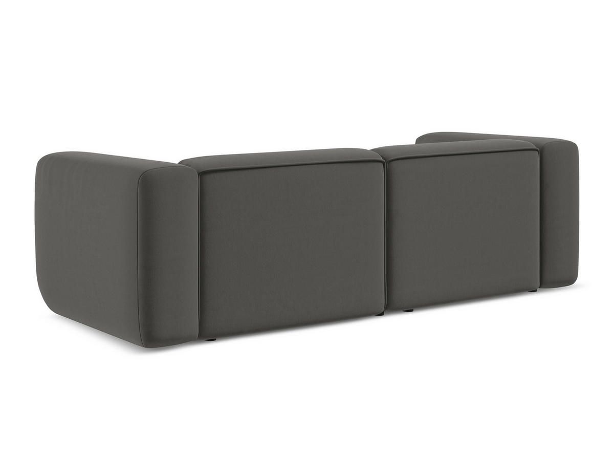 3-SITZER SOFA Samt Stoff Grau - Dunkelgrau/Schwarz, Kunststoff/Textil (228/70/89cm) - Makamii