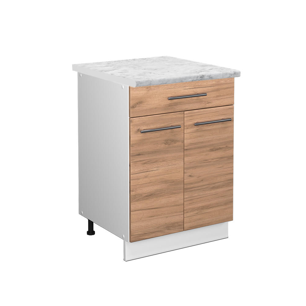 KÖKSUNDERSKÅP Fame-Line Goldkraft ek 60 cm med låda, AP marmor Ekfärgad, Vit 82/60/60 cm