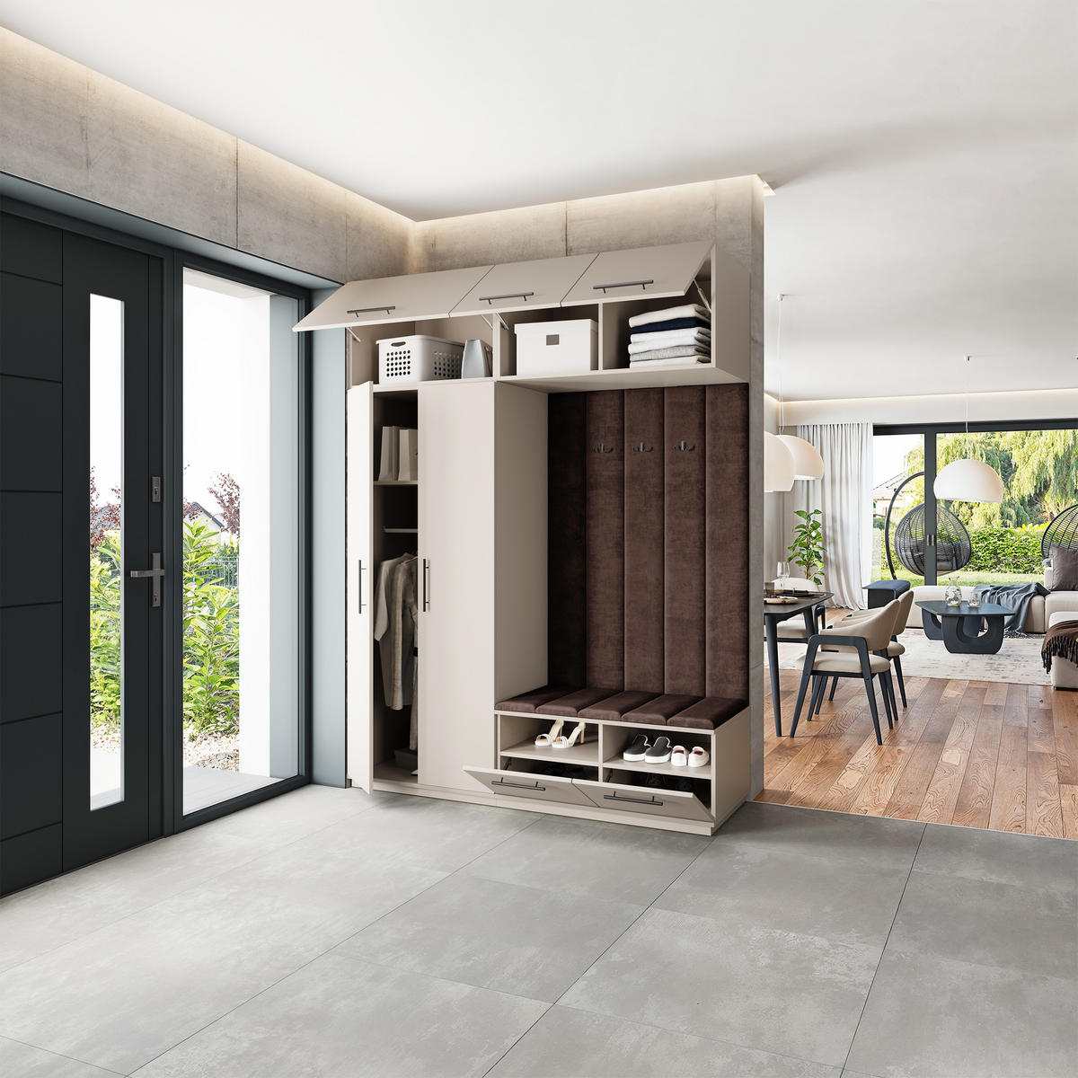 GARDEROBENSCHRANK REMA 180/240/60 cm Modern Garderobe-Set Kaschmir - Kaschmir/Braun, Holzwerkstoff (180/240/60cm) - MASSENO