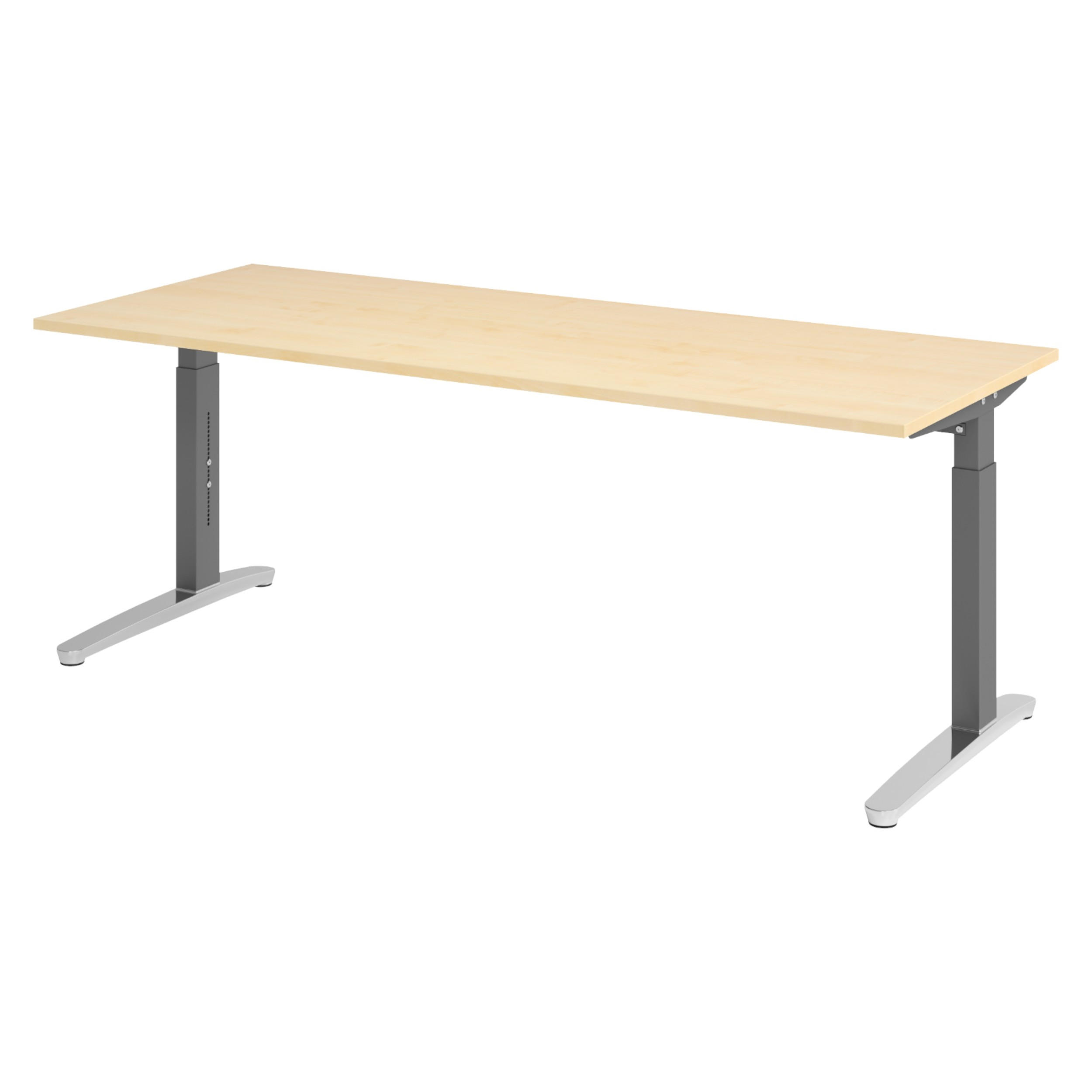 SCHREIBTISCH Serie-XB 80/200/74 cm in Ahornfarben/Graphitfarben/Alu poliert - Silberfarben/Ahornfarben, Holzwerkstoff (80/200/74cm) - bümö