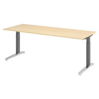 SCHREIBTISCH Serie-XB 80/200/74 cm in Ahornfarben/Graphitfarben/Alu poliert - Silberfarben/Ahornfarben, Holzwerkstoff (80/200/74cm) - bümö