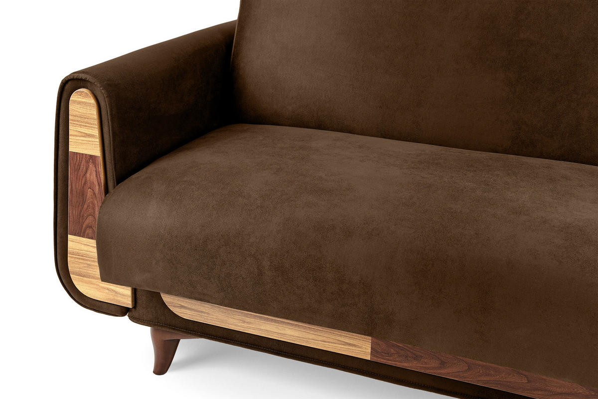 3-SITZER-SCHLAFSOFA GUSTAVO II mit Armlehnen, Dunkelbraun - Dunkelbraun, Holz/Holzwerkstoff (230/98/98cm) - KONSIMO®