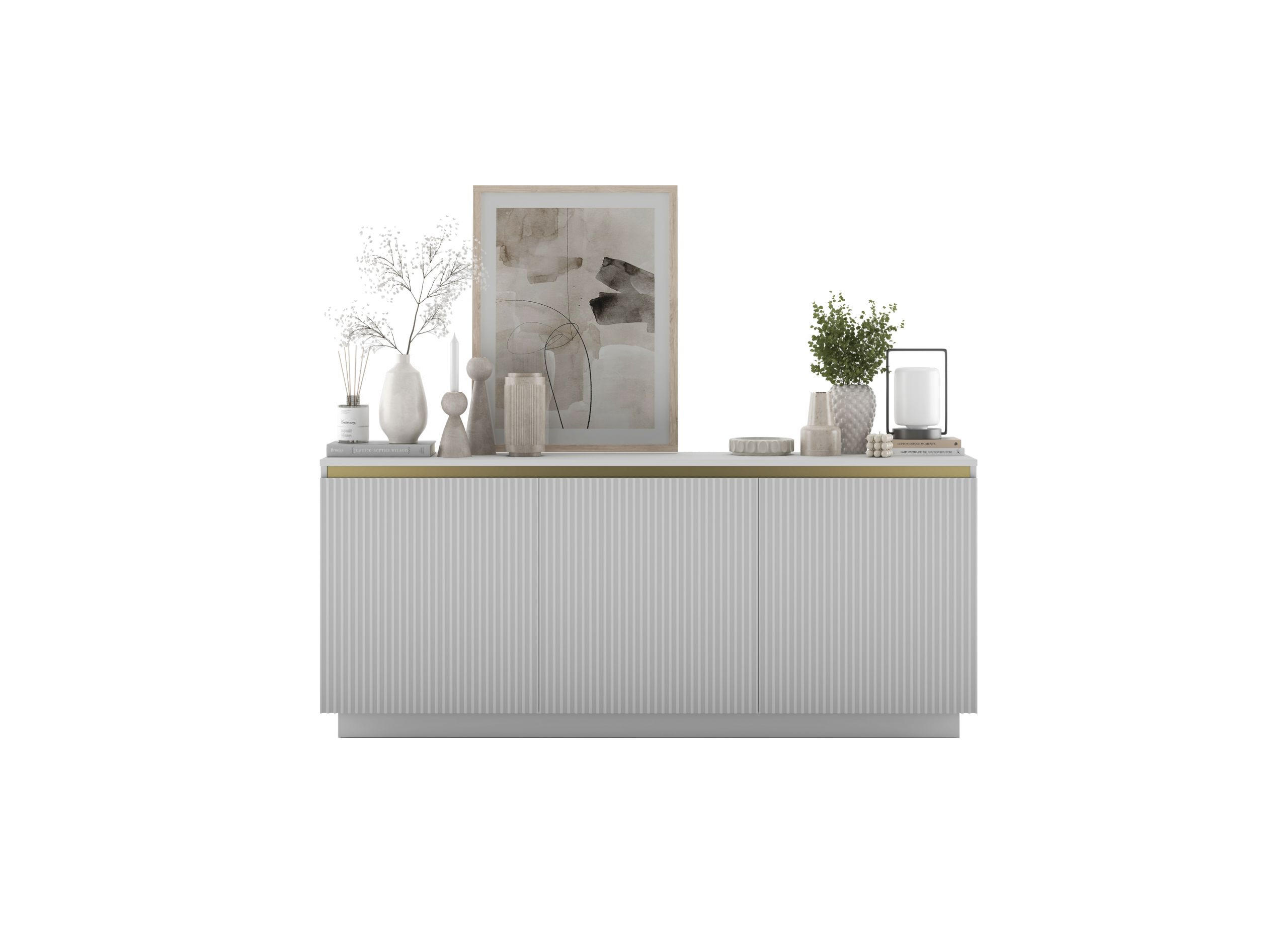 KOMMODE Selene 3D Weiß Matt Glamour 167 cm - Weiß, Holzwerkstoff (166.8/71.4/35cm) - Meble Lindner