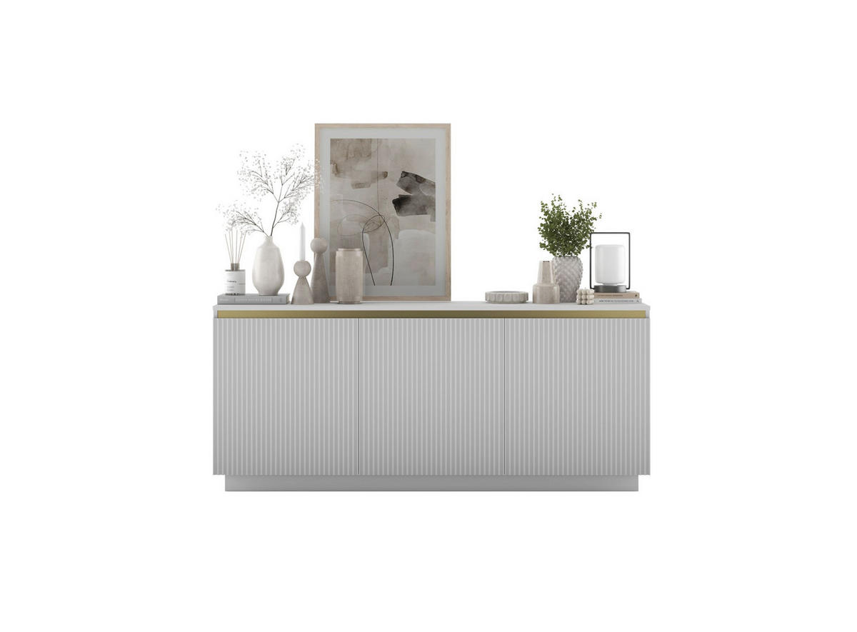 KOMMODE Selene 3D Weiß Matt Glamour 167 cm - Weiß, Holzwerkstoff (166.8/71.4/35cm) - Meble Lindner