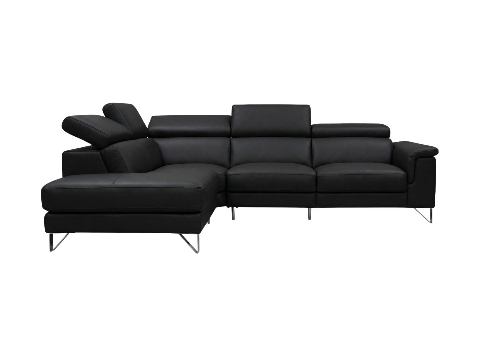 ECKSOFA Antares Echtleder Schwarz - Schwarz, Leder/Metall (224/276cm)