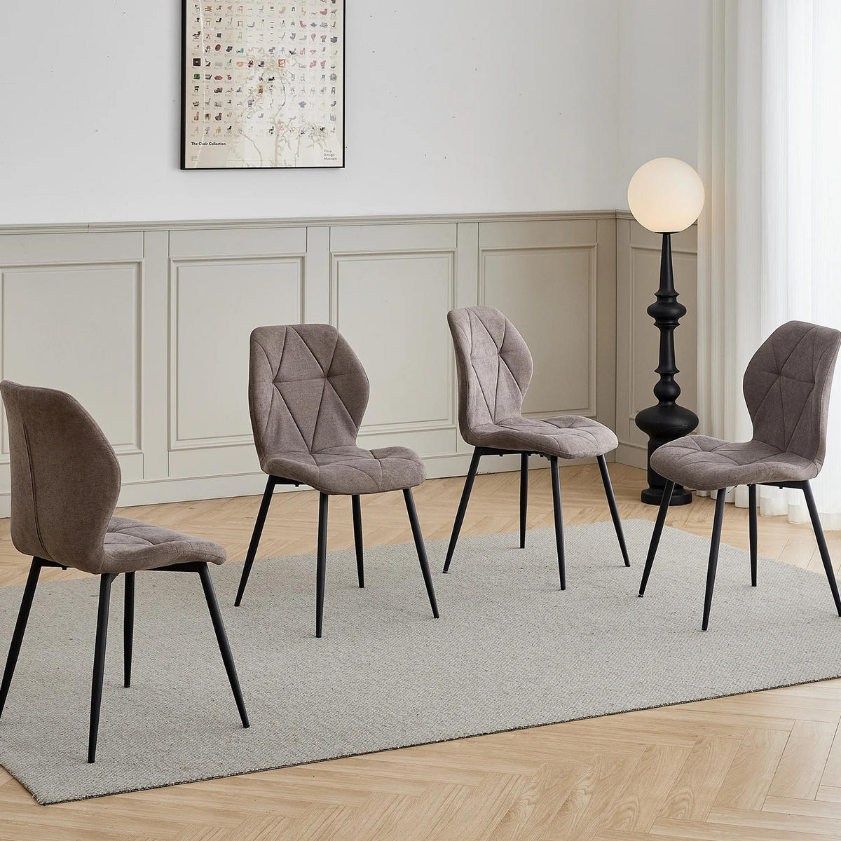 ESSZIMMERSTUHL Leinenstoff Gepolstert Metallbeine Braun 4-teilig - Braun, Textil (48/84/41cm)
