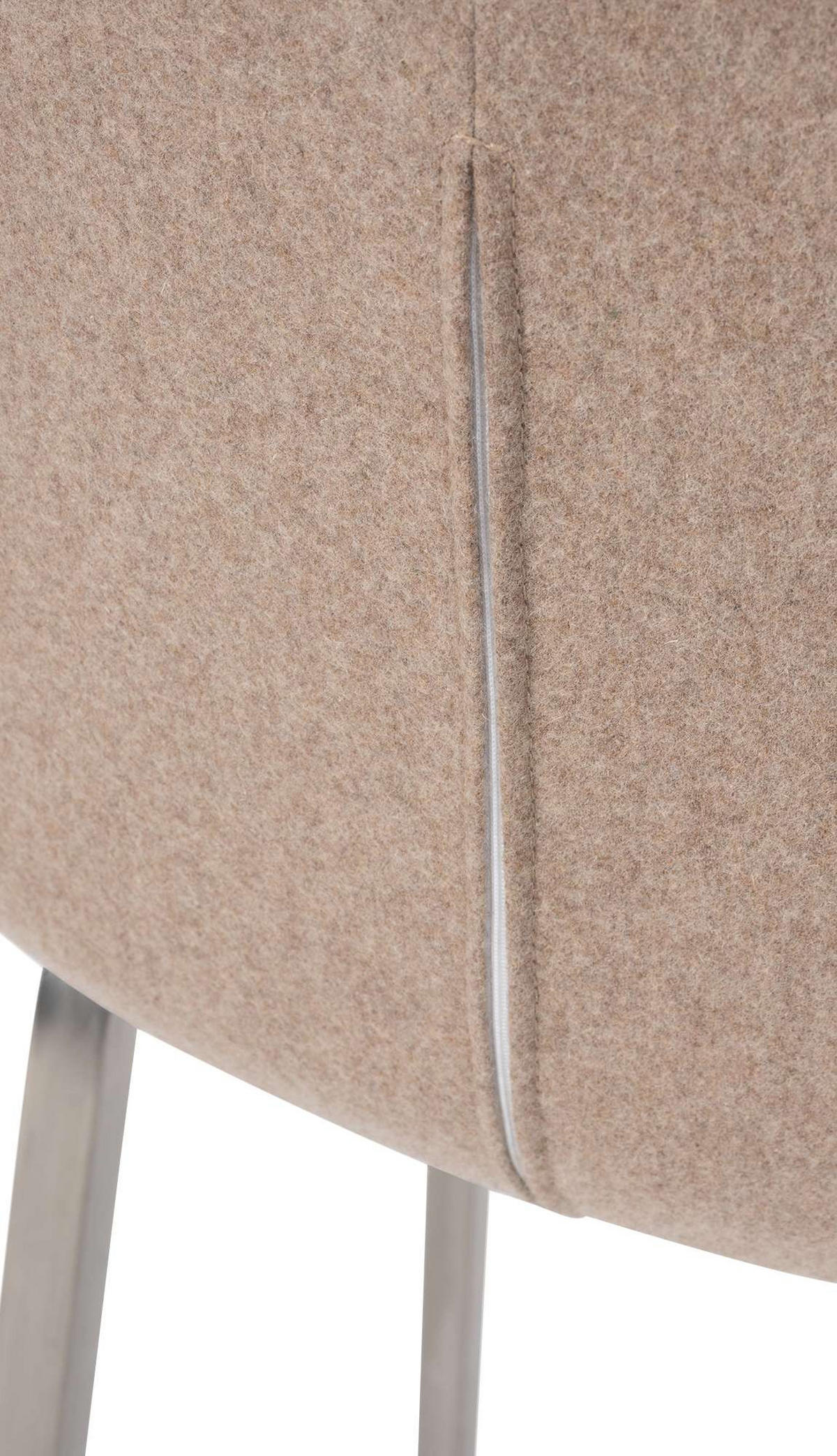 BARHOCKER Filz taupe - Taupe/Edelstahlfarben, Textil/Metall (58/108/56cm) - CLP