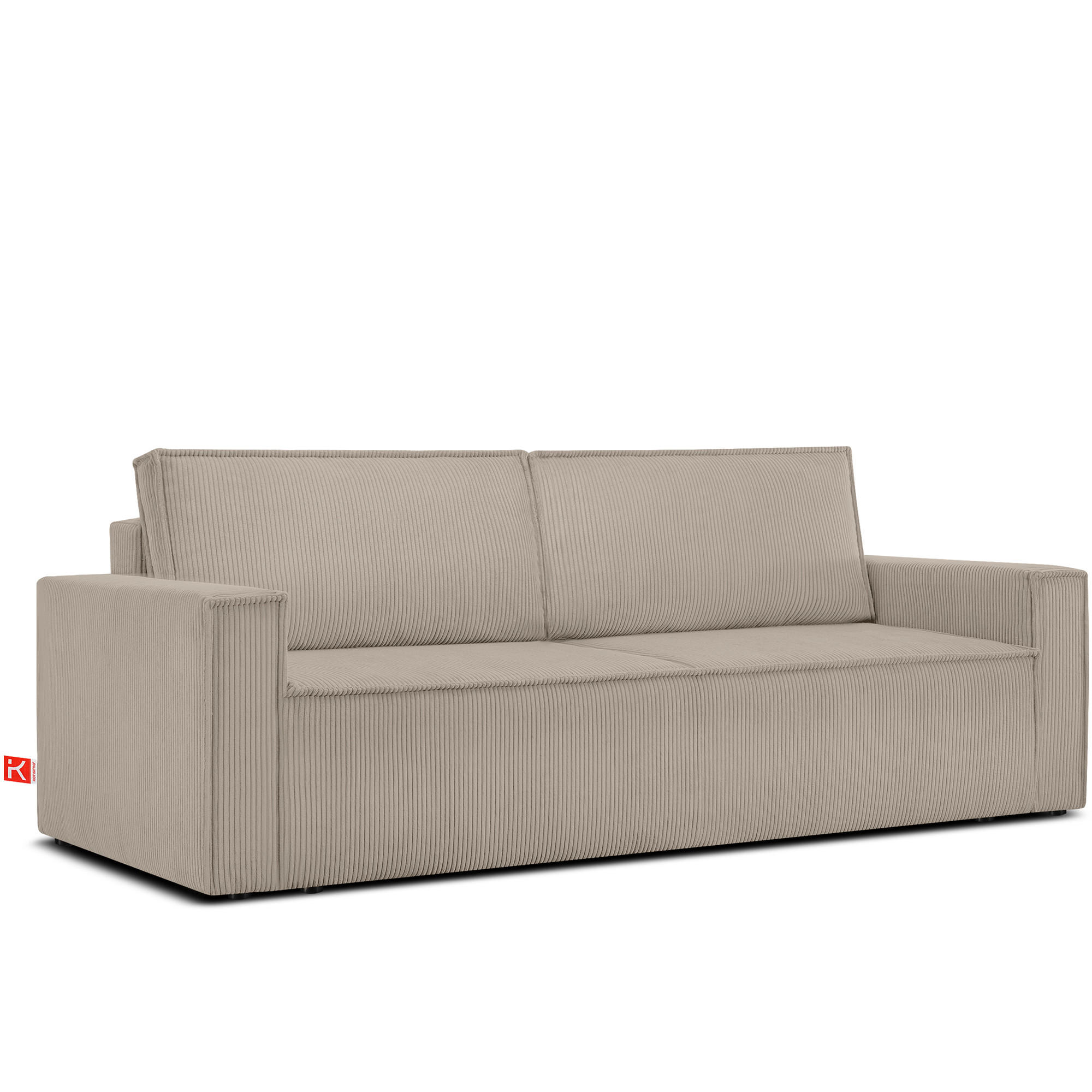 SCHLAFSOFA NAPI in Pet Friendly Cord-Stoff, beige - Beige/Schwarz, Textil (228/89/101cm) - KONSIMO®