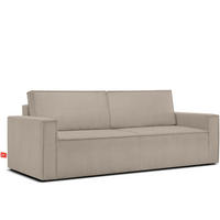 SCHLAFSOFA NAPI in Pet Friendly Cord-Stoff, beige - Beige/Schwarz, Textil (228/89/101cm) - KONSIMO®