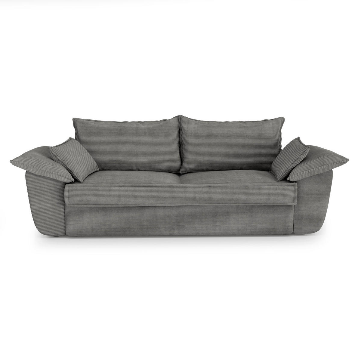 SOFA 3-Sitzer Gerippter Samt Anthrazitgrau 232cm - Dunkelgrau/Anthrazit, Textil (232/92/102cm) - Sia Home