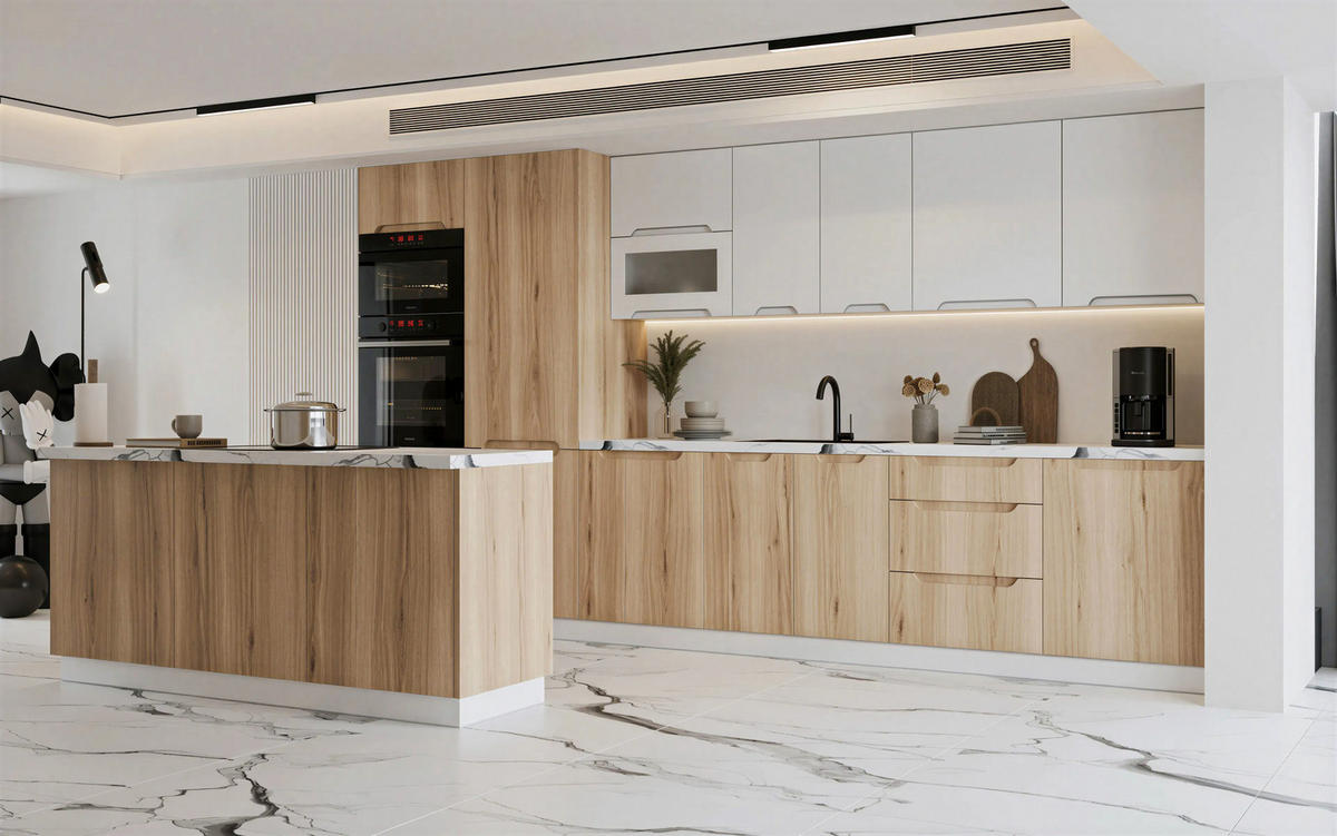 KÜCHENZEILE KS23-G380 - Zivora - Moderne Optik mit durchdachter Funktion - Eichefarben, Holz (380/213.3/56cm) - ROYAL24_MARKT