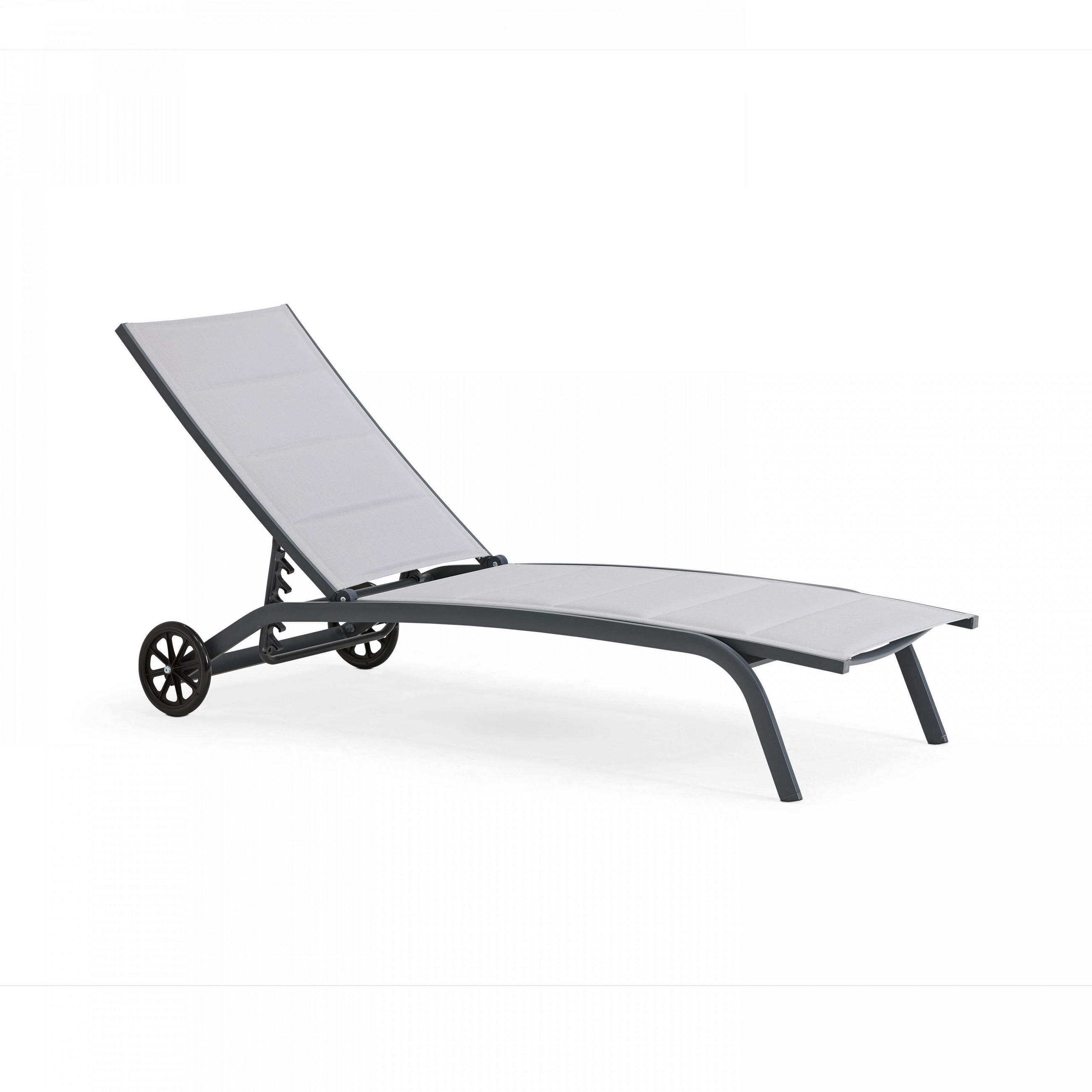 SONNENLIEGE 2-tlg., Grau - Grau, Metall (70/83/190cm) - Oviala