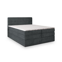 BOXSPRINGBETT LUNERA 180x200 cm mit Matratze und Topper - Grau - Grau, Holz (180/200cm) - MASSENO