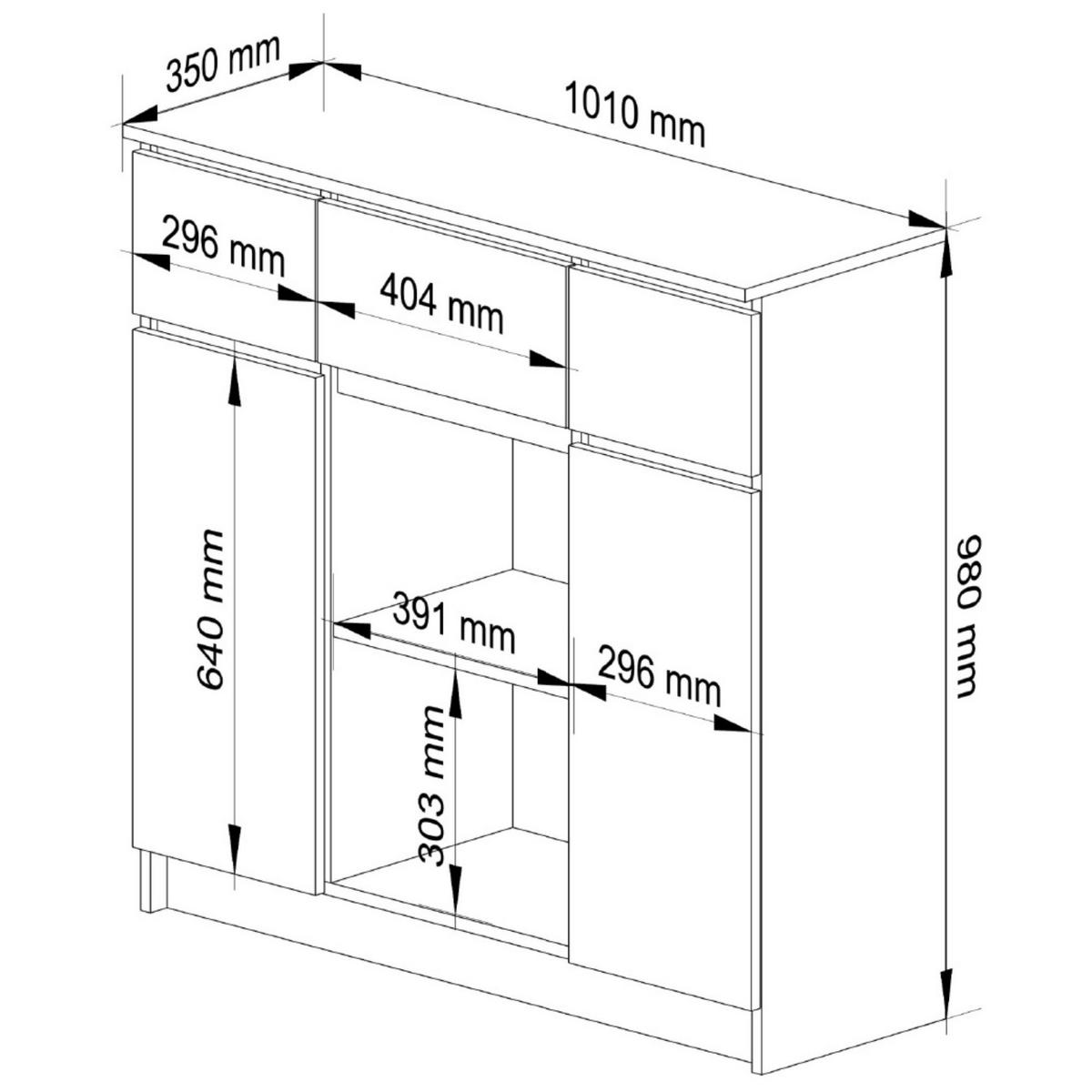 KOMMODE Steingrau 35x101x98 cm - Grau, Holzwerkstoff (101/98/35cm) - Akord