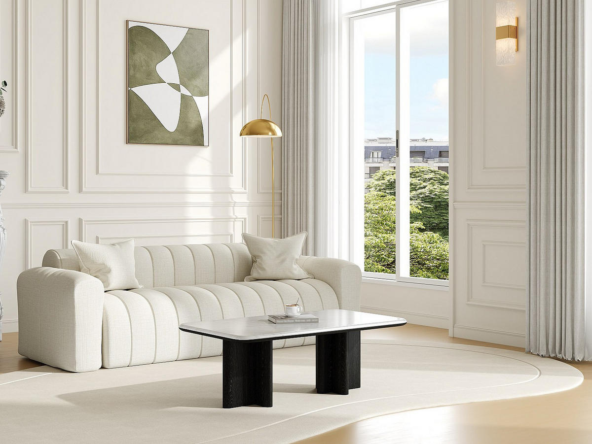 COUCHTISCH - 100 cm x 60 cm - marmor - schwarz, weiß Zaneska - Schwarz/Weiß, Stein (60/100/40cm) - Vente-Unique