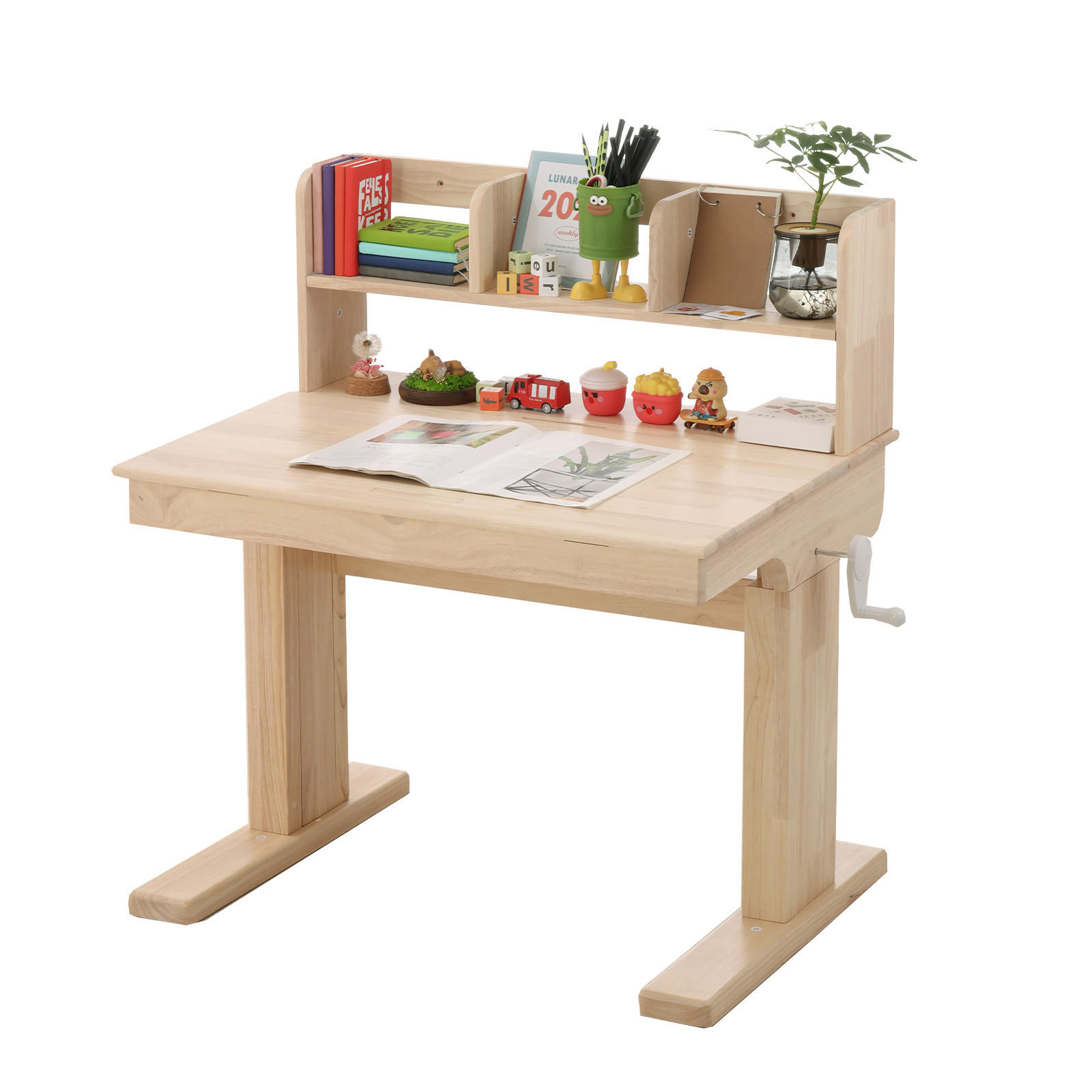 SCHREIBTISCH Naturfarben 92/60/89 cm höhenverstellbar Massivholz - Naturfarben, Holz (60/92/89cm) - PANGIVO