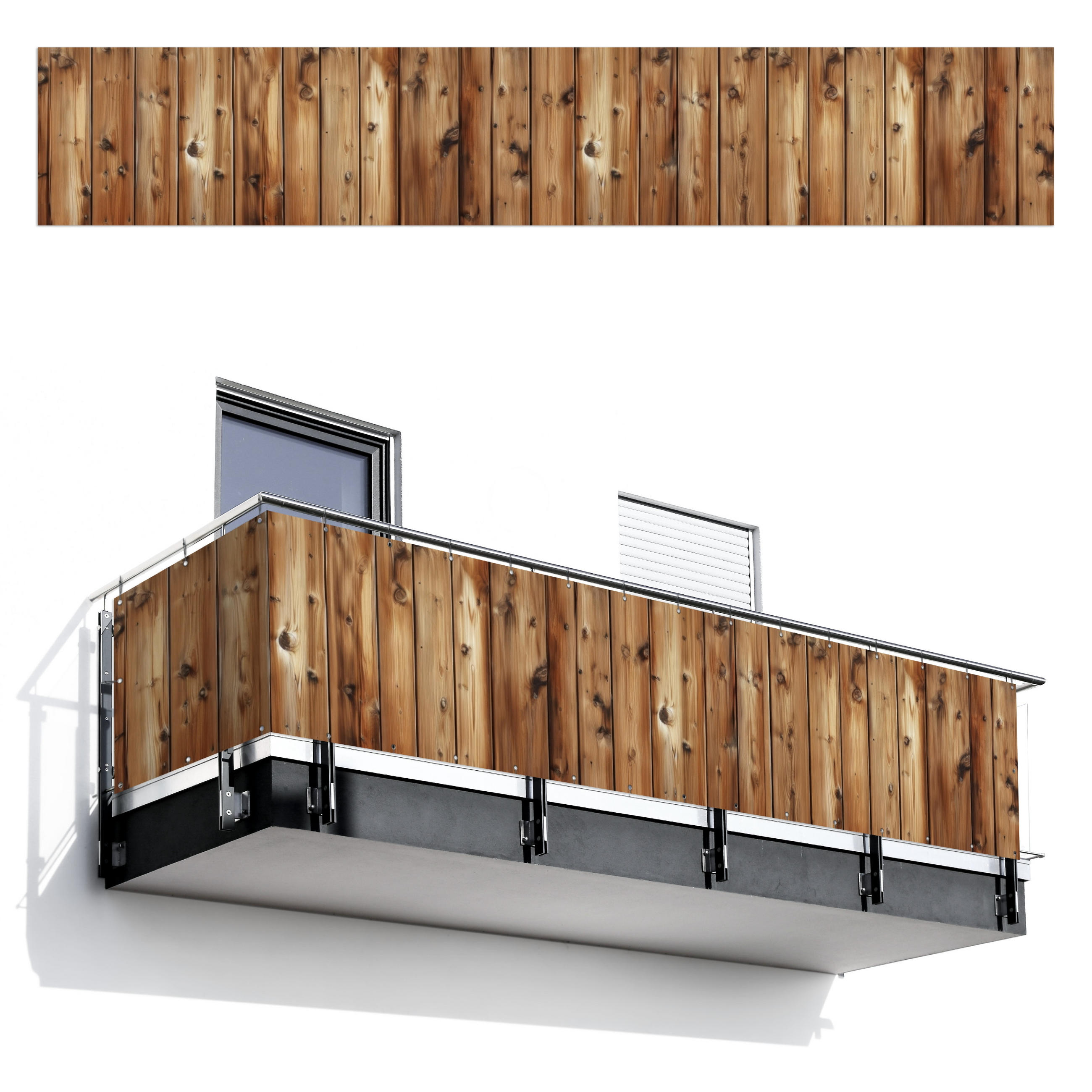 BALKON-SICHTSCHUTZ Holz - Regale - Braun - Buchefarben, Kunststoff (500/85cm) - MuchoWow