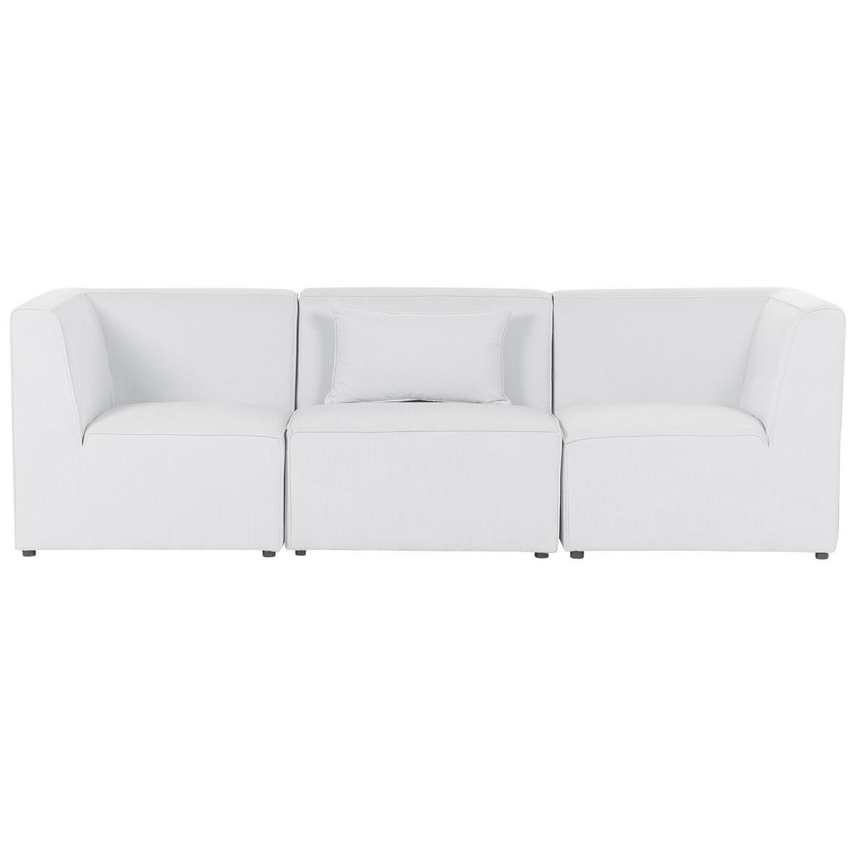 3-SITZER-SOFA Cord cremeweiß Lemvig - Weiß, Textil (250/78/83cm) - Beliani