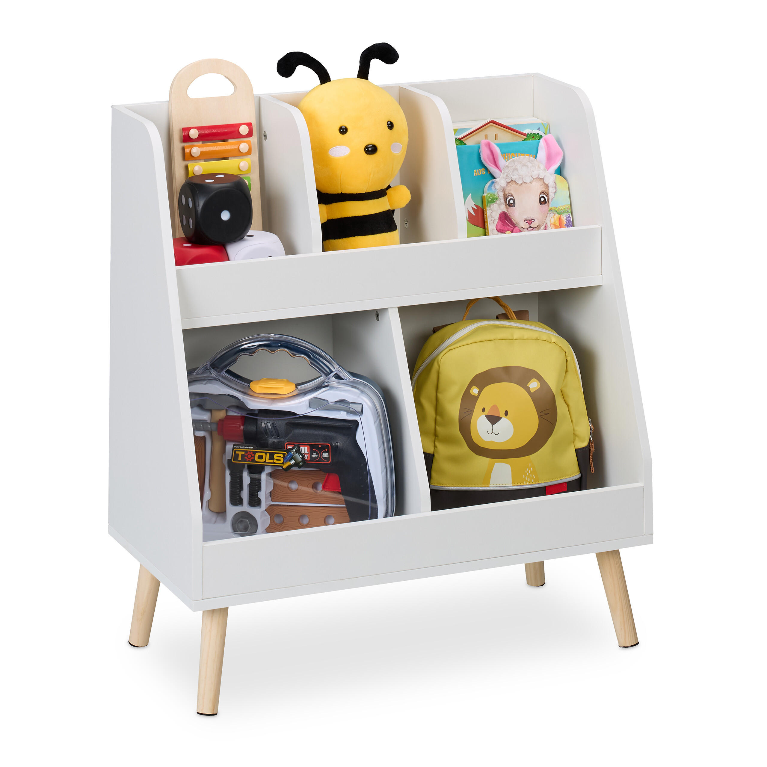 KINDERREGAL - Weiß, Holz/Holzwerkstoff (60/66/30cm) - Relaxdays