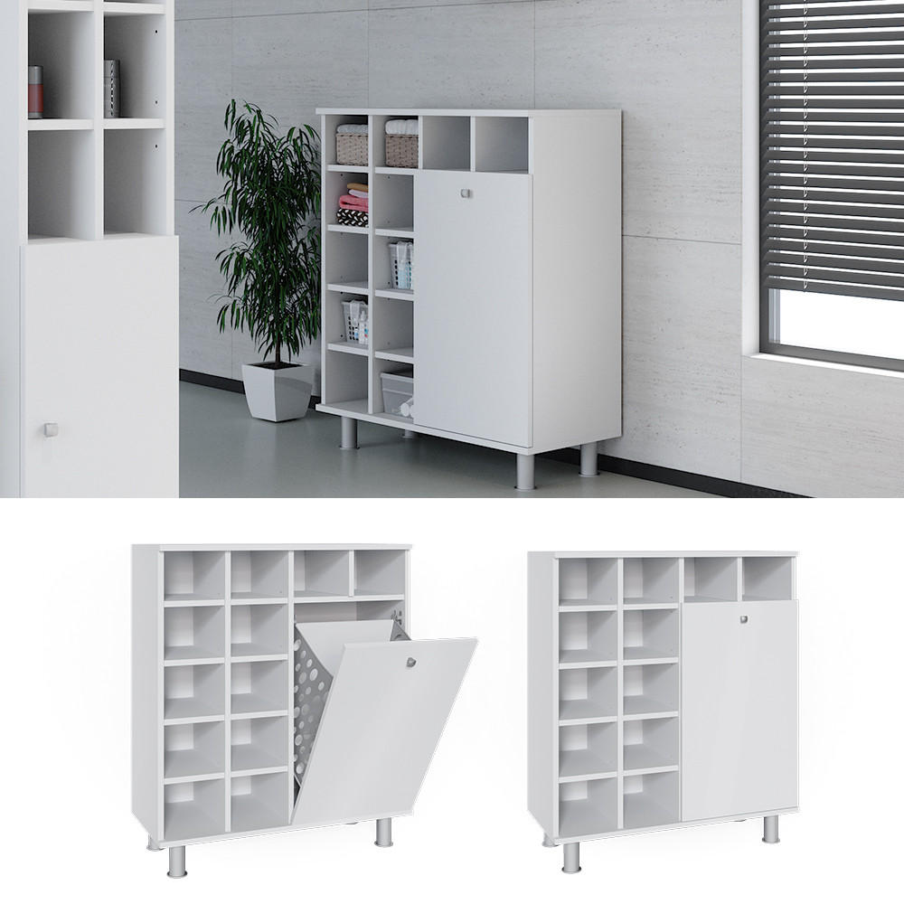 BADSCHRANK Fynn Weiß 78.4 x 91.6 cm - Weiß, Holzwerkstoff (78.4/91.6/34cm) - Vicco