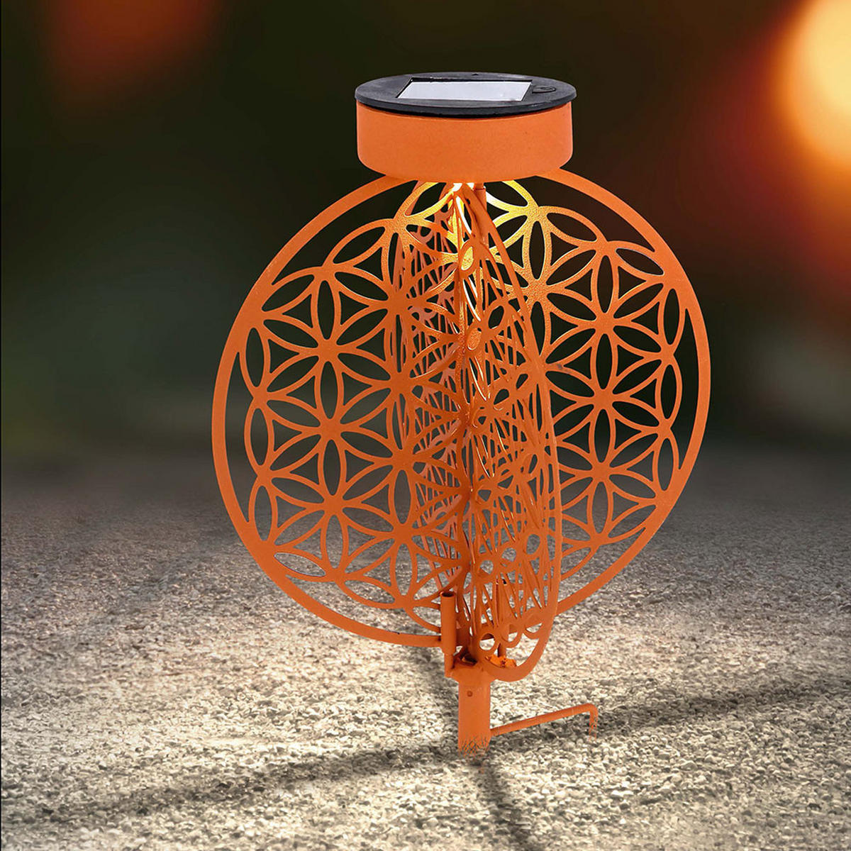 LED AUSSENLEUCHTE Lebensblume Rostfarben Braun - Braun, Metall (20/20/30cm)