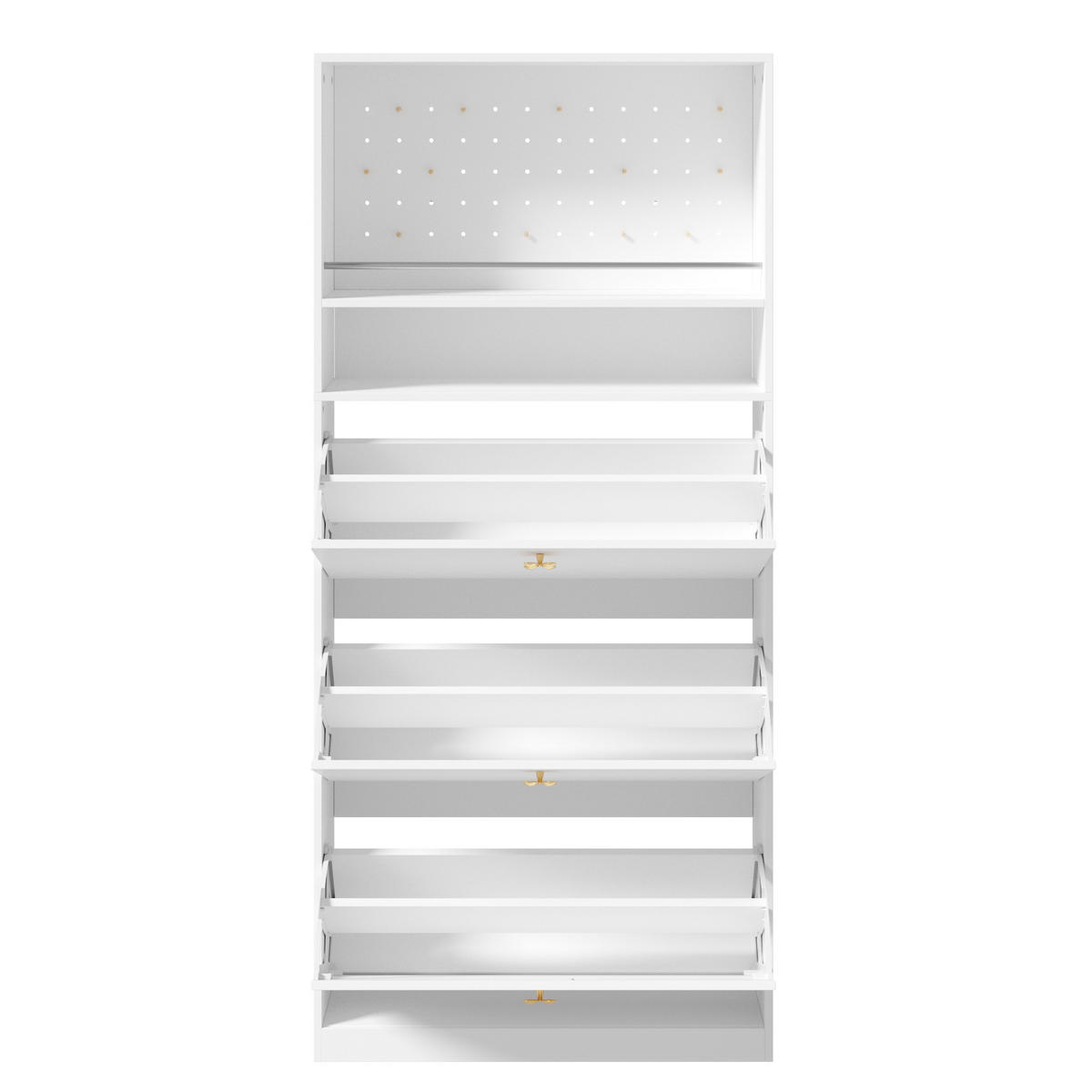 SCHUHSCHRANK 80x24x178.5cm Weiß mit 3 Klappen - Weiß, Holzwerkstoff (80/178.5/24cm) - FLIEKS