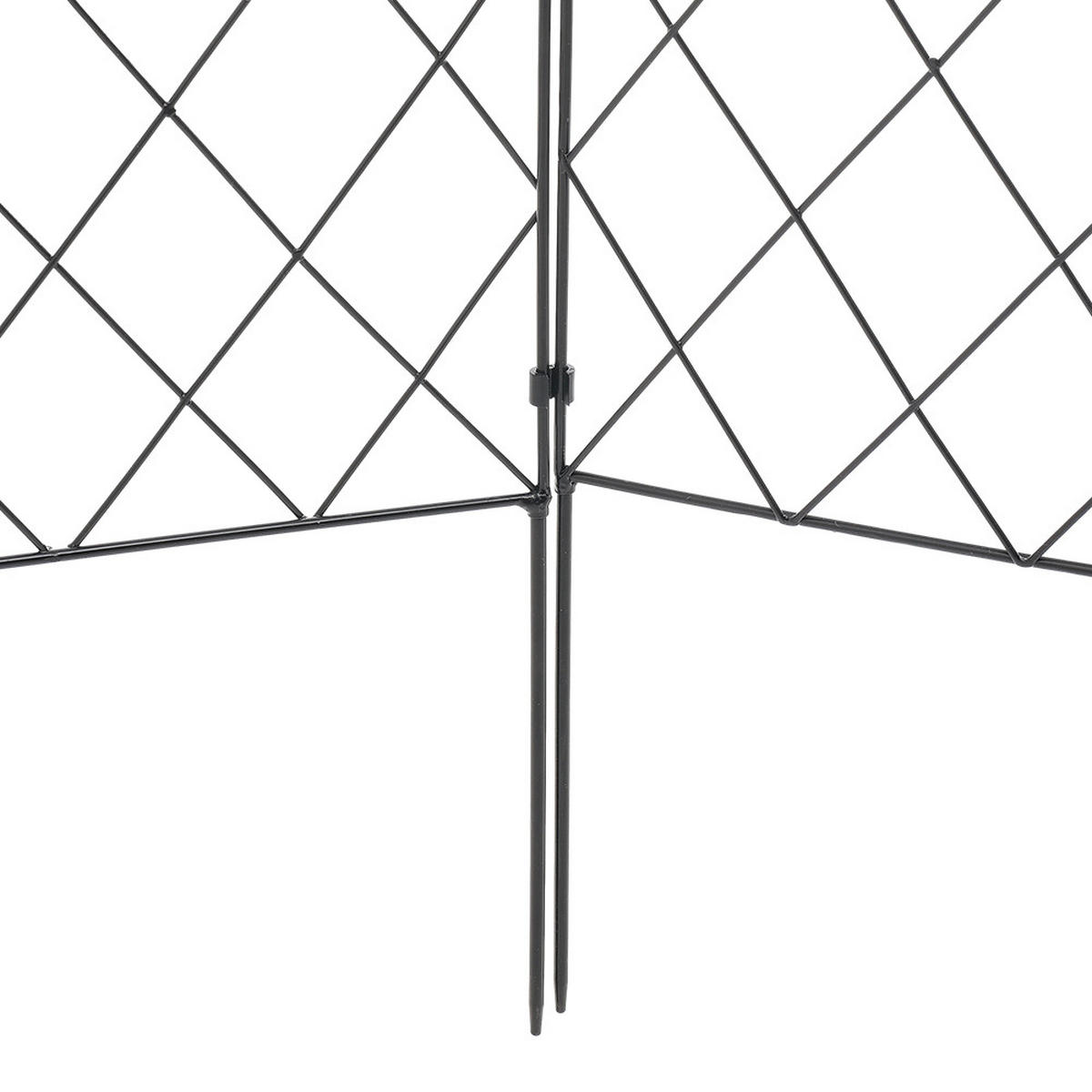 GARTENZAUN 10er set aus pulverbeschichtetem Eisen, Bogen Design, 33x61 cm, schwarz, mit Erdspießen - Schwarz/Weiß, Kunststoff/Textil (33/93/55cm) - Livingandhome
