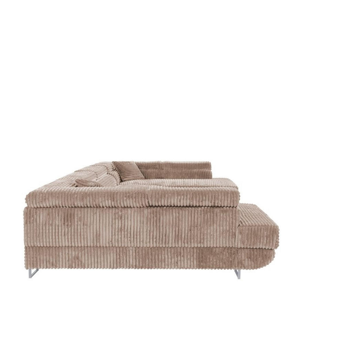 WOHNLANDSCHAFT Luis U mit Schlaffunktion und Bettkasten, 340 cm, Braun - Braun/Grau, Textil/Metall (340/88/205cm) - AN-Moebel 4u