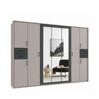 DREHTÜRENSCHRANK Kleiderschrank 313 cm mit Schubkästen & Passepartout & 3 Spiegeltüren, Sand Grau mit Absetzungen in Grafit, Griffe schwarz / 22585 - Sandfarben/Graphitfarben, Holzwerkstoff/Kunststoff (313/210/58cm) - luma-home
