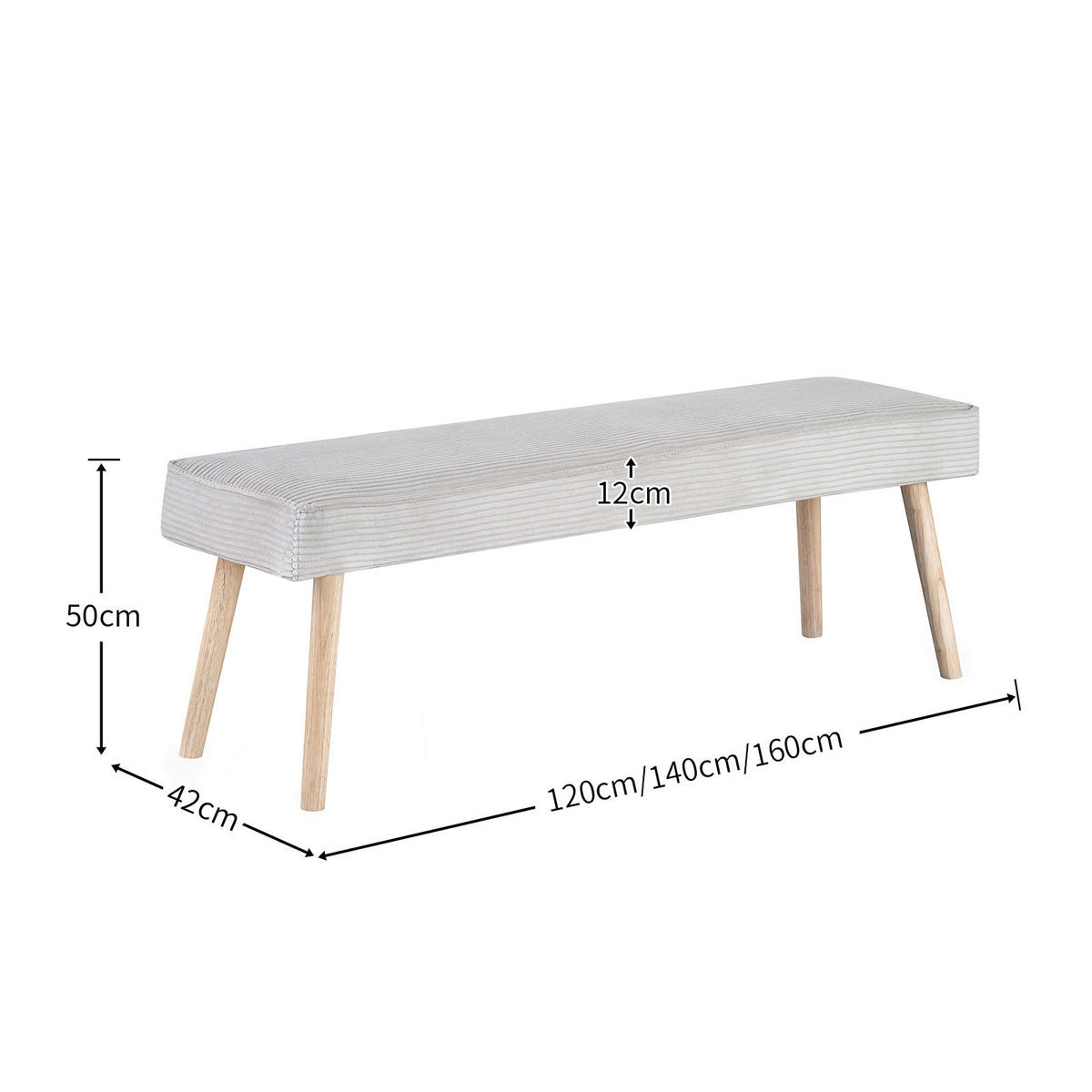 SITZBANK EMIL 160/42/50 cm Anthrazit - Anthrazit, Holz/Textil (160/50/42cm) - B&D Home