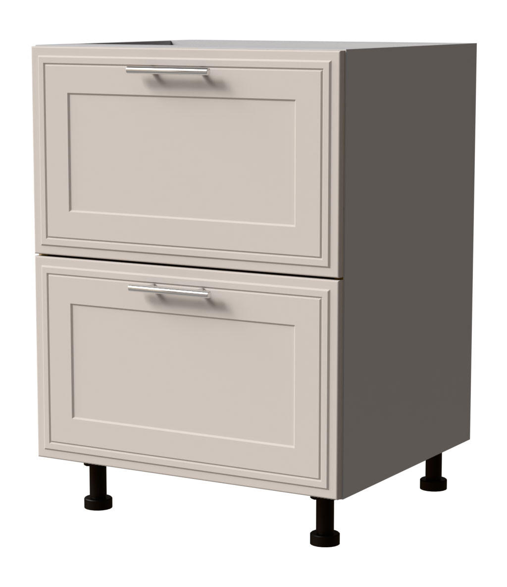 SCHUBLADENUNTERSCHRANK Salo D2/60 Grau / Kaschmir Matt 60 / 50 / 82cm - REJS Vollauszug - Kaschmir/Grau, Holz/Holzwerkstoff (60/82/50cm) - Feldmann-Wohnen