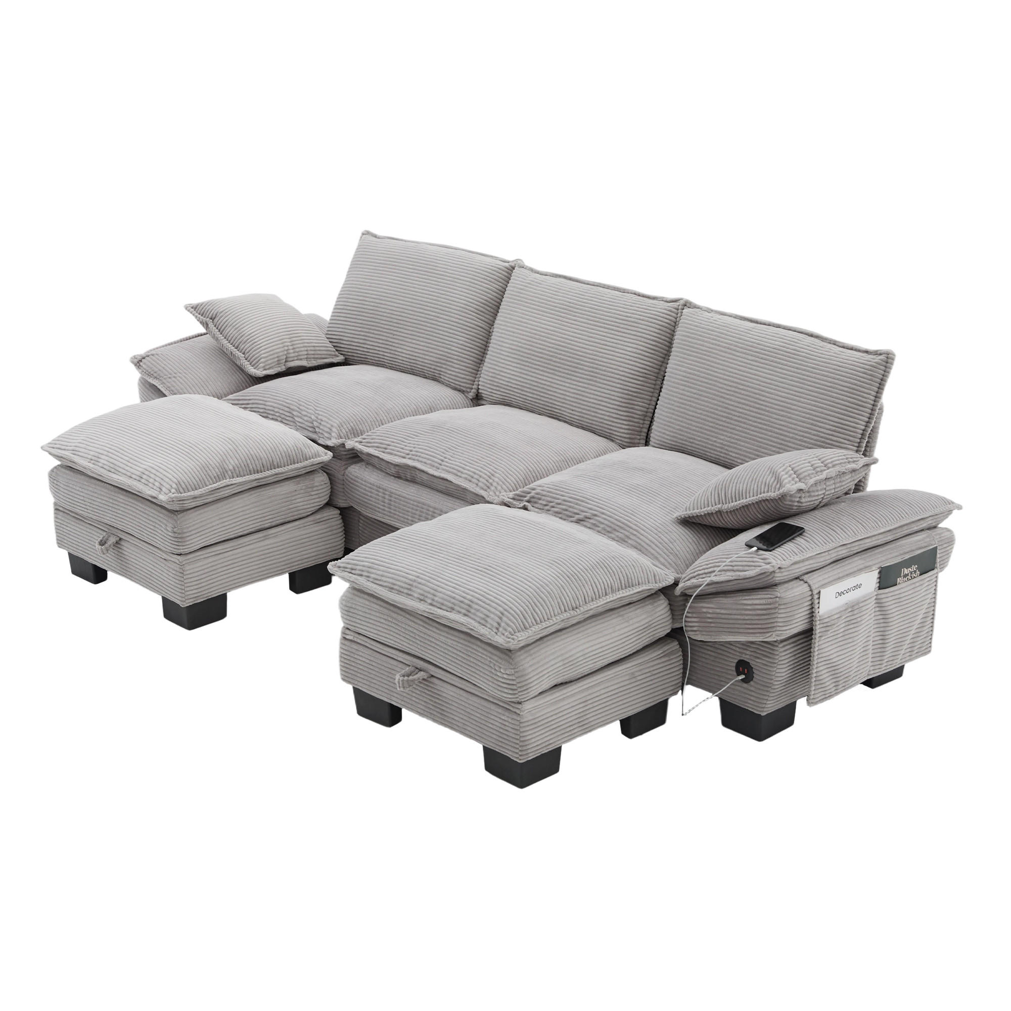 ComfortXL Wohnlandschaft Hellgrau 260x84x132 cm