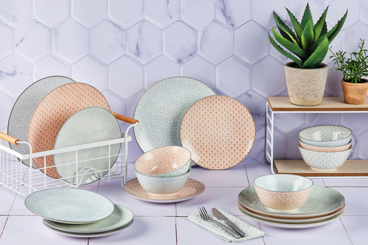 SERVICE Die Essentials - 18 Teile - Pastel - Pink, Keramik (1/1/1cm) - Björn