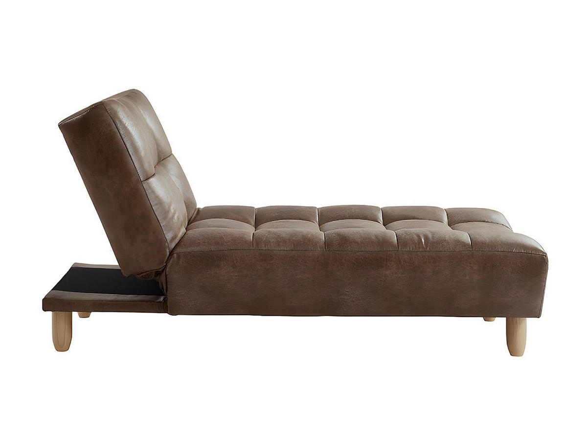 RECAMIERE Vintage ausklappbar - Microfaser - Braun - ESTEBAN - Braun, Textil (84/87/165cm) - Vente-Unique