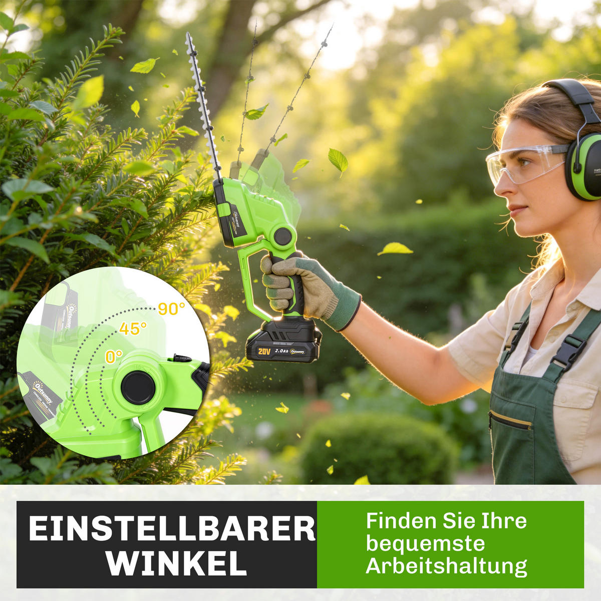 HECKENSCHERE Nylon Stahl Grün - Grün, Kunststoff (13/8/55cm) - Outsunny