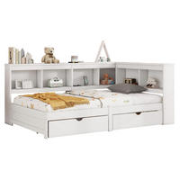 POLSTERBETT aus Spanplatte und MDF 90x200 cm Weiß mit 2 Schubladen, Steckdose, 2 USB-Anschlüssen und Ablagefächern - Weiß, Holzwerkstoff (90/200cm) - Modfu