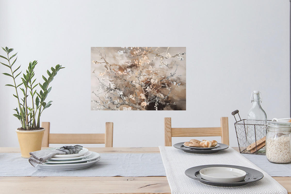 WANDTATTOO Mandelblüte - Kunst - Van Gogh - Beige - Abstrakt 60x40 cm - Braun, Kunststoff (60/40cm) - MuchoWow