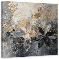 LEINWANDBILD Blätter abstrakte Textur golden 30x30cm - Silberfarben, Textil (30/30cm) - Feeby